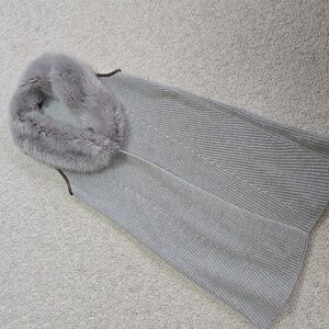 Talbots fur trimmed long vest! Like new!